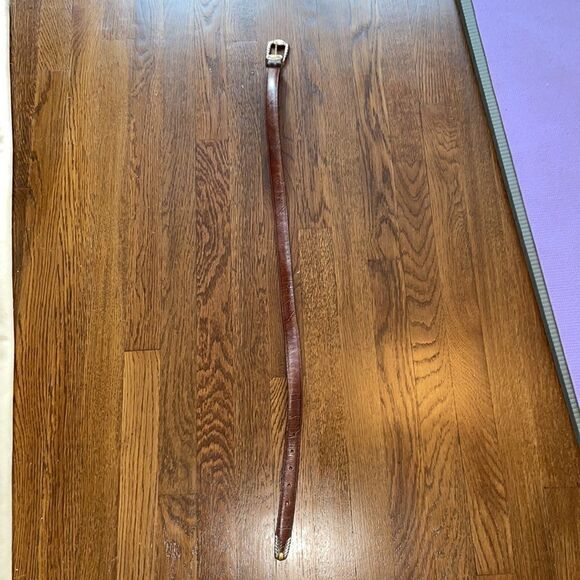 Vtg 1996 Brighton brown snakeskin look belt with silver/gold coin buckle - Picture 11 of 11